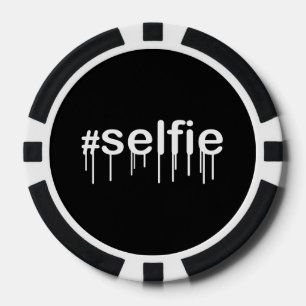 Hashtag Selfie Drooling Black Decor Pokerchips