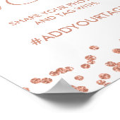 Hashtag Sign Rose Gold Glitzer Confetti White Poster (Ecke)