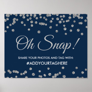 Hashtag Signieren Silver Imitats Glitzer Confetti  Poster