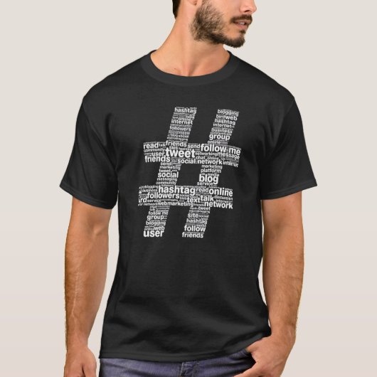 Hashtag Symbol Typografie T-Shirt (Vorderseite)