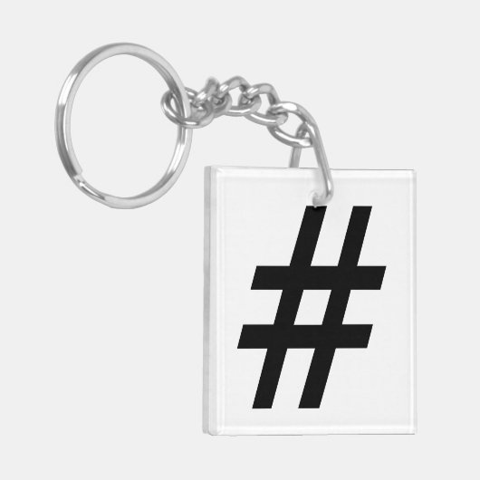 Hashtag-Textsymbol-Hashtag Schlüsselanhänger (Vorderseite links)
