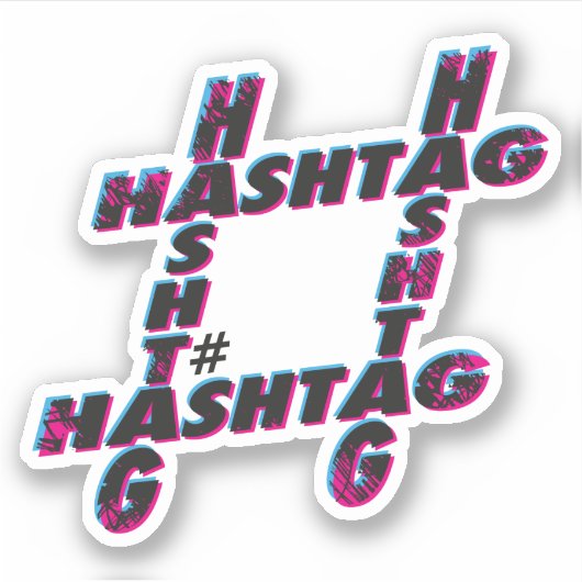 Hashtag typografisches Logo Aufkleber (Vorderseite)