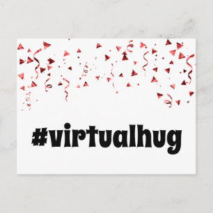 Hashtag Virtual Hug in Fun Schriftart mit Red Conf Postkarte