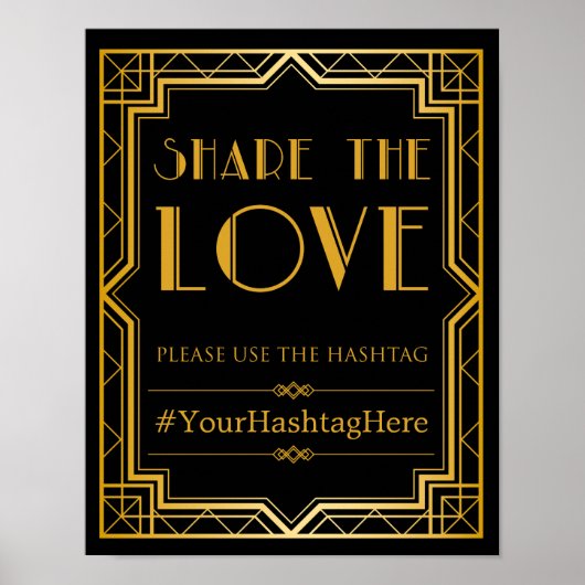 Hashtag Wedding Sign | Gatsby Art Deco Poster (Vorne)