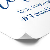 Hashtag Wedding Sign in Navy Blue Calligraphy Poster (Ecke)