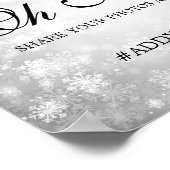 Hashtag Wedding Sign Silver Winter Wonderland Poster (Ecke)