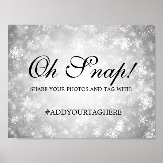 Hashtag Wedding Sign Silver Winter Wonderland Poster (Vorne)