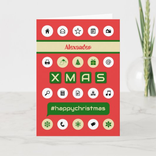 Hashtag Weihnachten hinzufügen Namen Computing rot (Vorderseite)