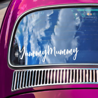 Hashtag #YummyMummy White Calligraphy Car Fensteraufkleber