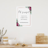 Hashtag-Zeichen für Aquarellfarben-Rose Poster (Küche)