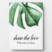 Hashtag-Zeichen mit tropischem Leaf für Hochzeit Fotoplatte (Vorderseite)