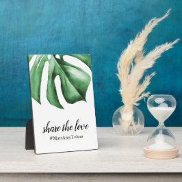 Hashtag-Zeichen mit tropischem Leaf für Hochzeit Fotoplatte