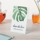 Hashtag-Zeichen mit tropischem Leaf für Hochzeit Sockelschild (In SItu)