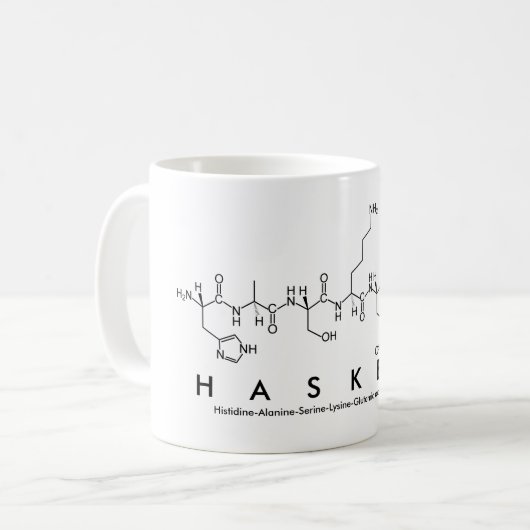 Haskell Peptid-Namen-Tasse Kaffeetasse (Vorderseite Links)