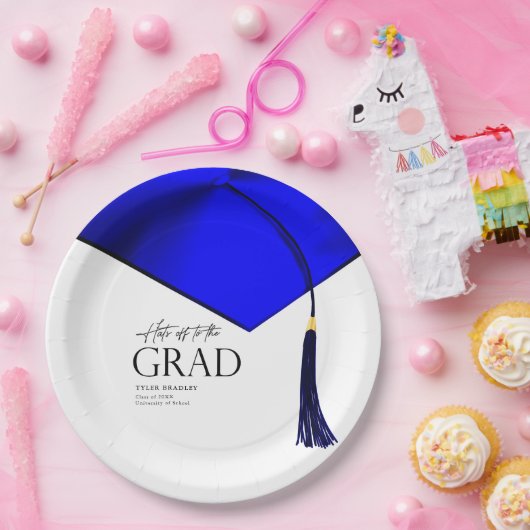 Hasoff to Grad Blue & Gold Mens Abschluss Pappteller (Party)