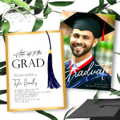 Hasoff To Grad Blue Gold Tassel Abschluss Foto Einladung