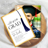 Hasoff To Grad Blue Gold Tassel Abschluss Foto Einladung