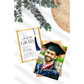 Hasoff To Grad Blue Gold Tassel Abschluss Foto Einladung