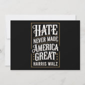 Hass hat Amerika nie Great Kamala Harris Walz gema Einladung (Vorderseite)