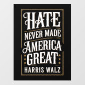 Hass hat Amerika nie Great Kamala Harris Walz gema Fensteraufkleber (Blatt)