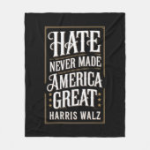 Hass hat Amerika nie Great Kamala Harris Walz gema Fleecedecke (Vorderseite)