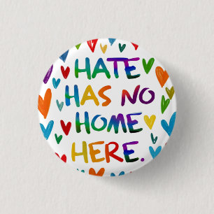 Hass hat hier keinen Platz - Farbige Herz Aussage Button