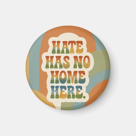 Hass hat hier keinen Platz Retro-Regenbogen Magnet (Vorne)