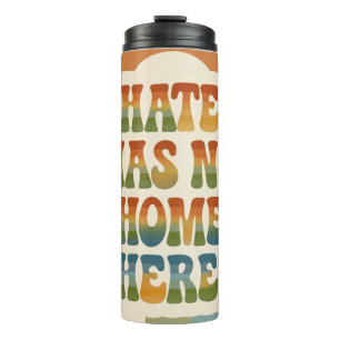 Hass hat hier keinen Platz Retro Regenbogen Thermosbecher