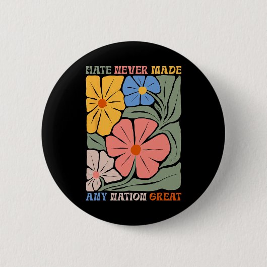 Hass hat nie eine Nation großartigen Boho-Blume ge Button (Vorderseite)