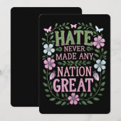 Hass hat niemals eine Nation großartig gemacht Einladung (Vorne/Hinten)