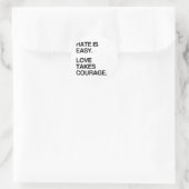 HASS IST LEICHT. LIEBE MACHT MUT RUNDER AUFKLEBER (Tasche)