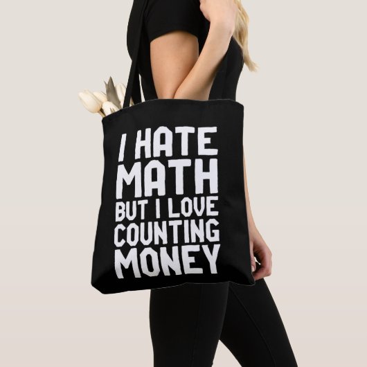Hass Mathe, aber Liebe zählt Geld Funny wird reich Tasche (Von Nahem)