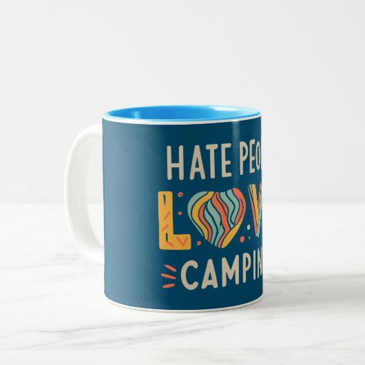 Hass Menschen Liebe Camping Zweifarbige Tasse (Vorderseite Links)