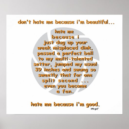 Hass mich nicht VOLLEYBALL Poster (Vorne)