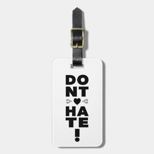 Hass nicht auf WEISS Gepäckanhänger (Vorderseite vertikal)