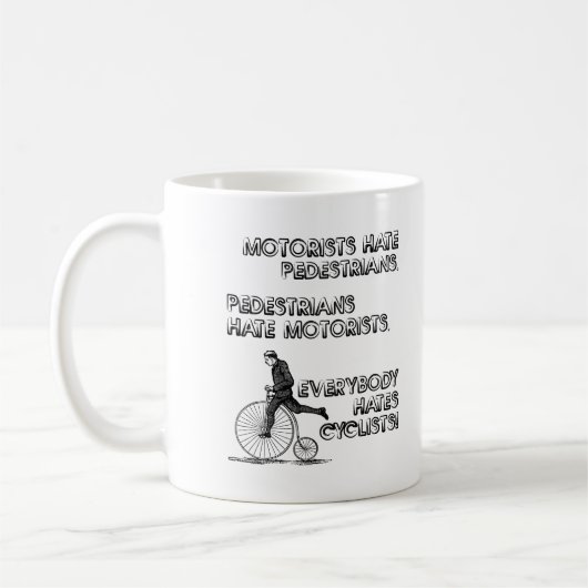 Hass-Radfahrer-lustige Tasse (Links)