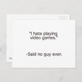 Hass-Videospiele sagten kein Typ je Black Blue Postkarte (Vorne/Hinten)