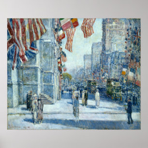 Hassam - Früher Morgen auf der Avenue im Mai 1917 Poster