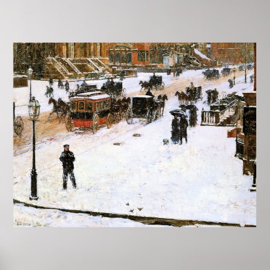 Hassam - Fünfte Straße im Winter Poster (Vorne)