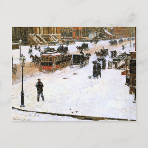 Hassam - Fünfte Straße im Winter Postkarte
