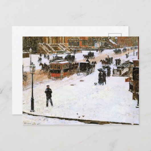 Hassam - Fünfte Straße im Winter Postkarte (Vorne/Hinten)