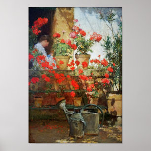 Hassam - Geranien 1888 Poster