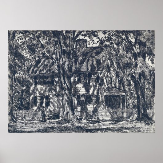 Hassam - Lion Gardiner House Easthampton Poster (Vorne)