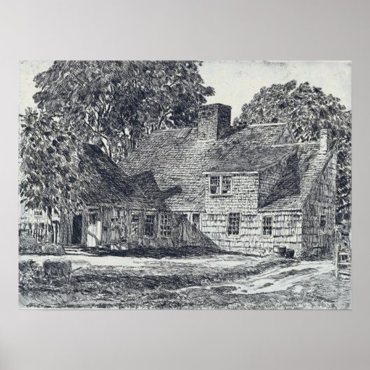 Hassam - Old Dominy House Easthampton Poster (Vorne)