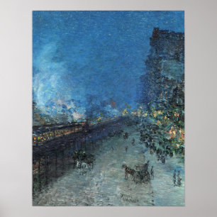 Hassam - Sechste Ave El Nocturne (The El New York) Poster