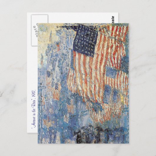 Hassam's Avenue im Regen Postkarte (Vorne/Hinten)