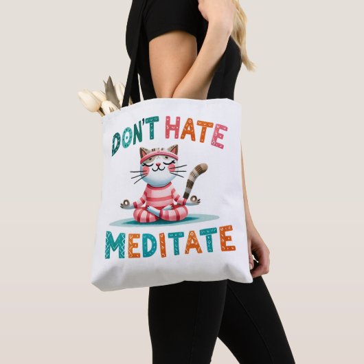 "Hasse keine Meditat" Funny Cat Lover's Tasche (Von Nahem)