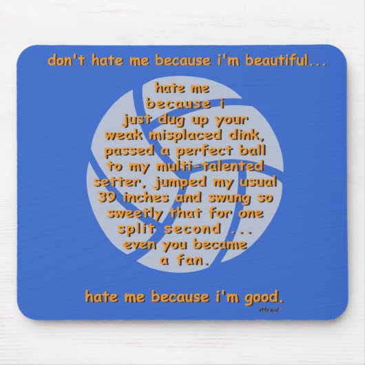 Hassen Sie mich nicht VOLLEYBALL Mousepad (Vorne)