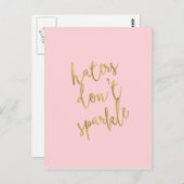 Hasser nicht sparkle Quote Imitate Gold Foil Glitz Postkarte (Vorne/Hinten)