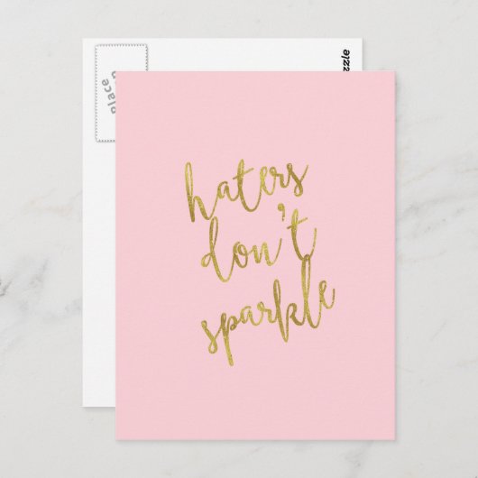Hasser nicht sparkle Quote Imitate Gold Foil Glitz Postkarte (Vorne/Hinten)